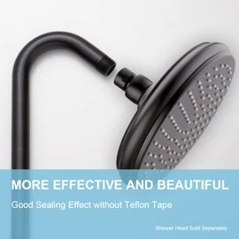 OFFO Shower Head Extension Arm 12 in, Oil Rubbed Bronze S Shaped Shower Arm with Flange High Rise Goose Neck Shower Extension