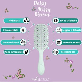 Altéax Daisy Blissy Bloom Detangling Brush for Curly Hair with Anti-Tangle Bristles - Straightening Brush for Hair, Perfect for Detangling Hair, Colour (Green)