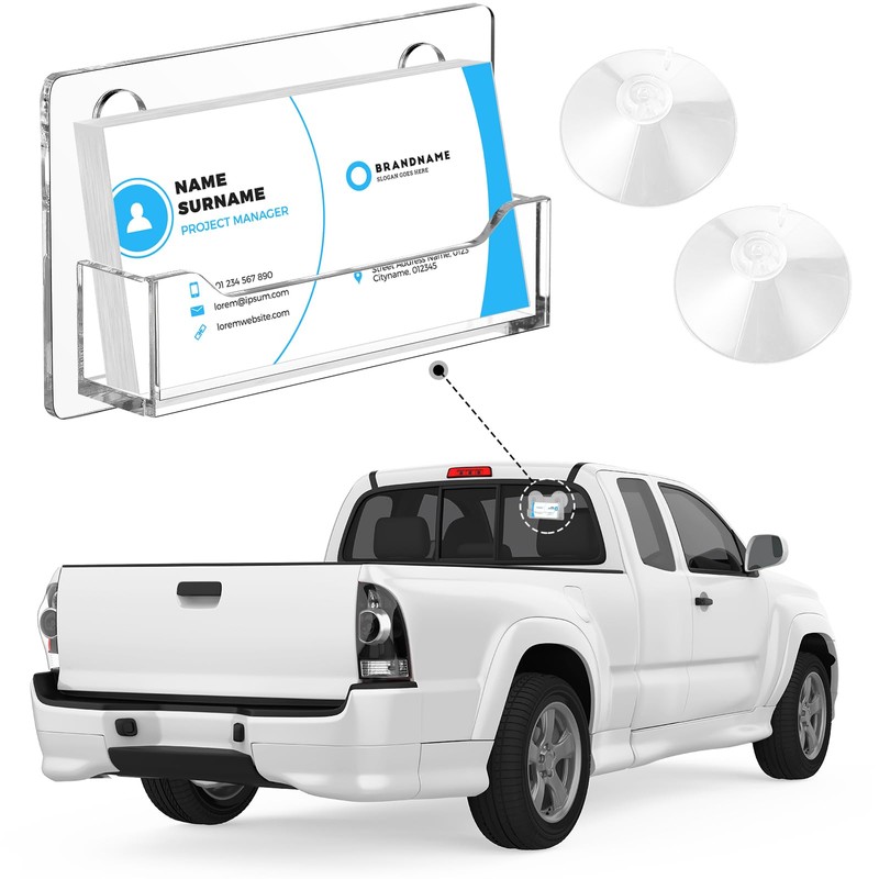Briwooody 2 Pcs Acrylic Window Mount Business Card Holder with