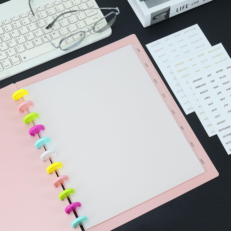 Koqye Letter Size 11 Hole Discbound Dividers 8-Tab Plastic Binder