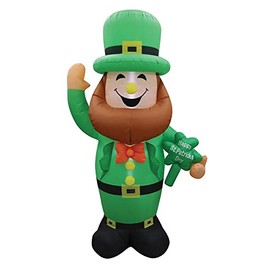 8' Air Blown Inflatable St. Patrick's Day Leprechaun w/Sign Yard Decoration