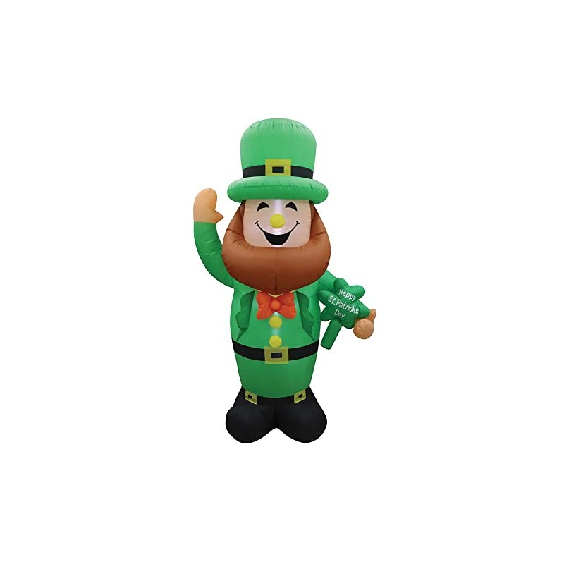 8' Air Blown Inflatable St. Patrick's Day Leprechaun w/Sign Yard