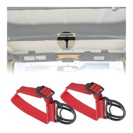Sandfren 2PCS Car Roll Bar Coat Hanger Clothes Hook, Vehicle Fabric Auxiliary Hanging Buckle Kit, Automotive Interior Cage Hook Accessories, Compatible with Wrangler JL JT JLU (Red)