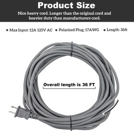 36Ft Vacuum Cleaner Power Cord Replacement for Shark Navigator Lift-Away NV341 NV402 NV450 NV502 Upright Vacuum,Rotator Lift-Away Pro NV355 NV356 NV357 UV400 UV540 NV36 NV60 NV80 NV360 NV370 NV585