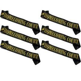 Ashaqshnglee Homecoming Court Sashes Bulk 6 pack, Gold Glitter Letter Sashes for Pageants Homecoming Party School Dance Graduation Party Favors Decorations Accessories,Black