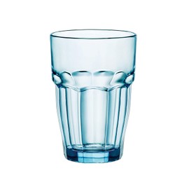 Bormioli Rocco Rock Bar 12.5 oz. Long Drink Stackable Tempered Beverage Glasses for Cold Drinks, Water, and Cocktails, Set of 6, Ice Blue
