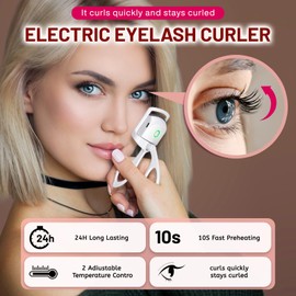 [2+7pack] Heated Eyelash Curlers, Rapid Heated Lash Curler, with Sensing Heating Silicone Pad, Quick Natural Curling for Long Lasting, 2Heating Modes, Rechargeable Portable Electric Eyelash Curler