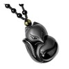 JSDDE Black Obsidian Crystal Hand Carved Fox Pendant Necklace Lucky