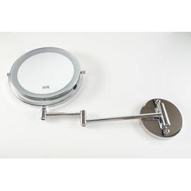 Rechargeable Lighted Makeup Vanity Mirror with Magnification, 8 Inch Double Sided 1X/10X Magnifying Light Up Mirror, Dimmable 360 ° Swivel, Wall-Mounted Cosmetic Cordless Mirror