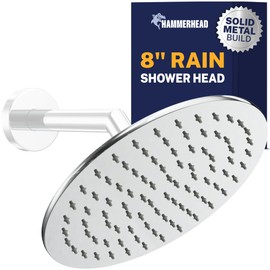 Alcachofa de ducha de lluvia 100% de metal con 2,5 GPM de alta presion Gran cabezal de ducha de lluvia redondo para montaje en pared, lluvia o cascada