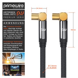 CSL 5 m HDTV Antenna Cable with Braiding 8k 4k HDTV Antenna Plug Angled to Antenna Coupling Angled 135 dB 75 Ohm 90° Angled DVB-T and DVB-T2 DVB-C DVB-S DVB-S2 Radio FM DAB