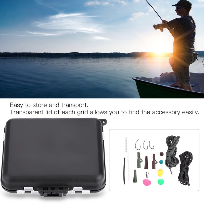 Carp Fishing Tackle Box Weights Clips Baiting Needles Hook Swivel