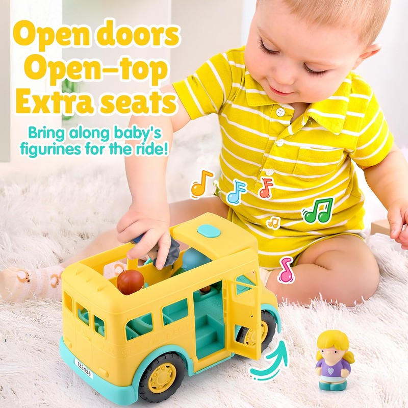 PLAY Yellow School Bus Toy for Toddlers with Figures and
