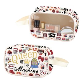 ZJXHPO Casino Clear Makeup Bag Casino Gambling Lover Gift Queen Of The Machine Leather Cosmetic Bag Slot Gambling Lucky Gift (Machine PU)
