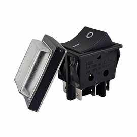 6 Pin 16A 250V AC On/On Switch with Waterproof Cover Rocker Switch Toggle Switch Device Switch Black