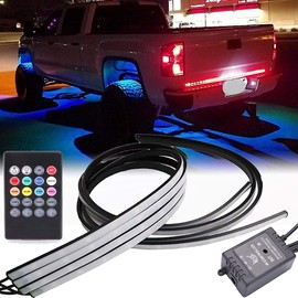 GTP Car Truck Underglow Underbody System Neon Strip RGB LED Light Strips Multi-Color Lighting Kit w/Sound Active Function and Wireless Remote Control 5050 SMD (36 & 24 inch)