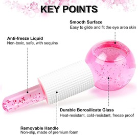 Facial Roller Massager, Facial Ice Globes, Cooling Massage Balls for Face, for Cold Skin, Tighten the Skin, Reduce Swelling and Dark Circles, Improve Blood Circulation (Pink)