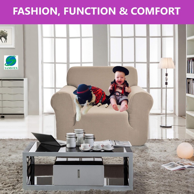 SAMSTEX Stylish 1 Seater Sofa Cover Stretch 1-Piece High Stretch