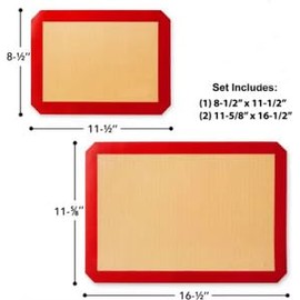 Set of 2 – Non-Stick Silicone Baking Mats, Reusable, BPA Free, Oven Safe to 480°F – 8.5"x11.5" + 11.6"x16.5"
