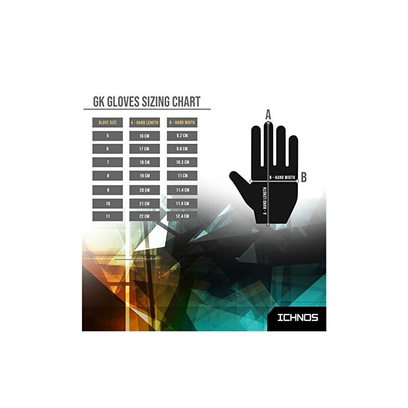 ICHNOS Neon Radius cropped fingers adult size goalkeeper gloves (9)