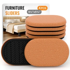 Felt Furniture Sliders for Hardwood Floors Large 4 PCS 9-1/2 Inch x 5-3/4 Inch Oval Reusable Furniture Slider with Extra Thick Design - Heavy-Duty Furniture Movers - Felt Sliders Effortless Moving