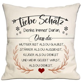 Bommex Du mutiger bist als du glaubst Cushion Covers for Girlfriend Wife Inspirational Gift for Love Sweetheart Birthday Valentine's Day Anniversary (Love Sweetheart 1)