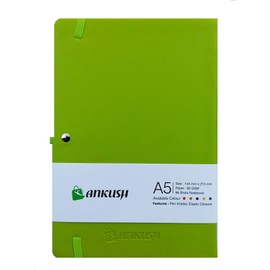 A5 Hardback Notebook Lined Notepad Note Book Notes Journal Diary with Pen Holder for Office Home School Use (Green)
