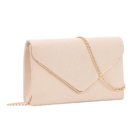 EVEOUT Velvet Clutch for Women Party Handbag Velvet Evening Handbag with Shoulder Chian Elegant Velvet Shoulder Bag for Party Dinner, apricot