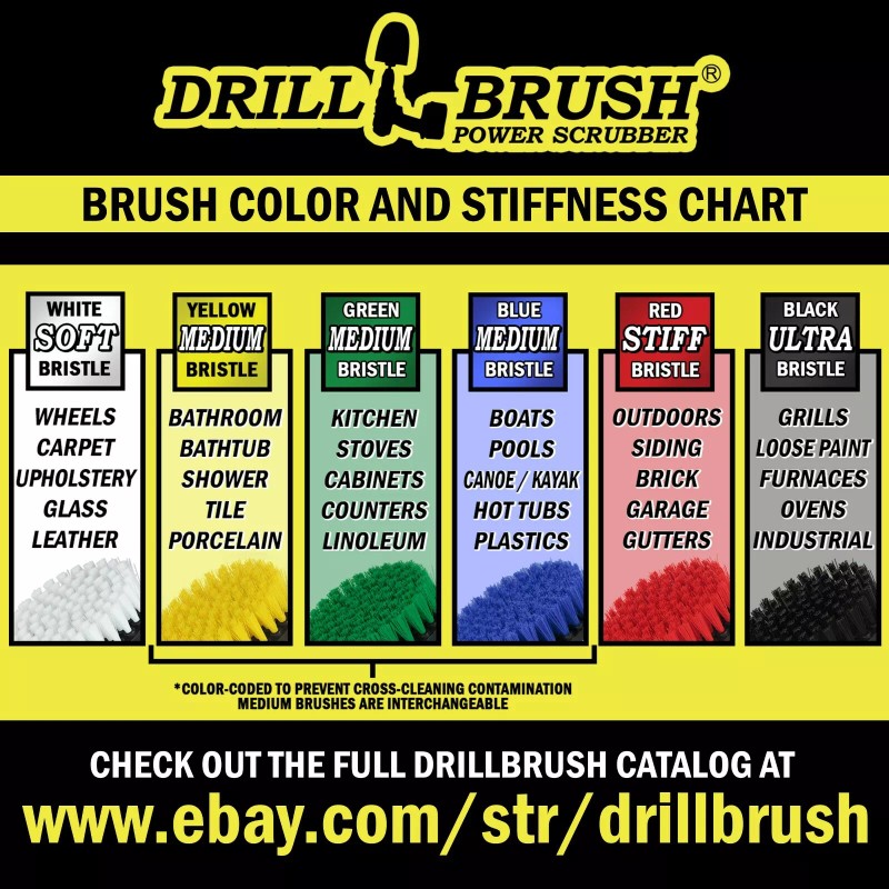 Drillbrush Drill Powered Heavy Duty Outdoor Stiff Bristle Scrub Brush