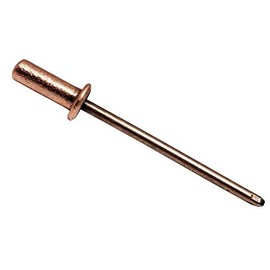 1/8" Dia x 3/16 Copper Closed END Blind Rivet with Steel Mandrel, Dome Head, Plain FINSH, .063-.187 Grip Range, (Pack of 100)