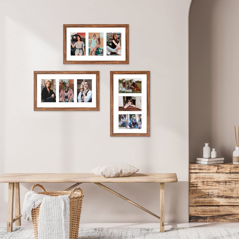 KSROECUD 8x14 Collage frame with 3 Openings 4X6 Pictures, Multiple