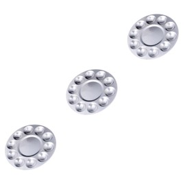 TEHAUX 3pcs Round Aluminum Watercolor Palette for Artists Paint Mixing Tray Central for Watercolor and Painting