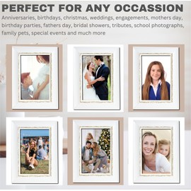 Picture Frame 6 x 4, White Vintage, Freestanding and Wall Mountable, 10 x 15 cm, 6x4 Picture Frames, White 6x4 Photo Frames, 4x6 Photo Collage Gallery Display