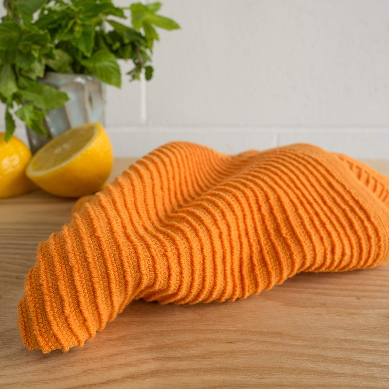 Now Designs Ripple Kitchen Dishcloth, Set of 4, Kumquat Orange