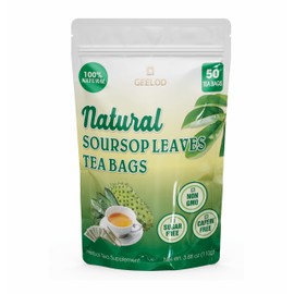 Premium 50 Soursop Graviola Leaf Tea Bags, 100% Natural+Pure from Soursop Leaves, Handmade, Made With Natural Materials-Corn Fiber Tea Bag, Sugar/Caffeine/Gluten Free, Hoja Guanabana Tea