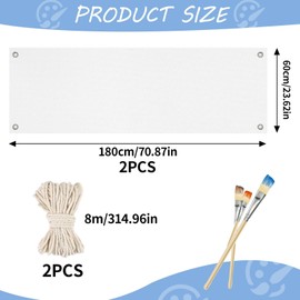 Set of 2 Blank Banners 180 x 60 cm with Eyelets Flag White with 8 m Hanging Rope White Sheet for Painting DIY Painting Graduation Poster Birthday Banner Youth Initiation Banner Party Parties Outdoor