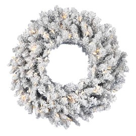 Vickerman 36" Frosted Silver Artificial Christmas Wreath, Warm White Dura-lit LED Lights - Faux Fir Christmas Wreath - Indoor Seasonal Home Wall Decor