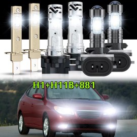 CHUSYYRAY for Hyundai Elantra 2007 2008 2009 2010 6X LED Headlight Hi/Lo Fog Light Bulbs