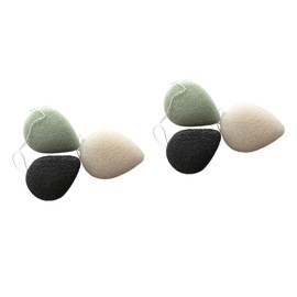 Baluue 2sets -one Facial Cleaning Sponge Set Natural Bamboo Charcoal for Exfoliating Cleansing Drop Shape Safe for Skin Types 3pc*2