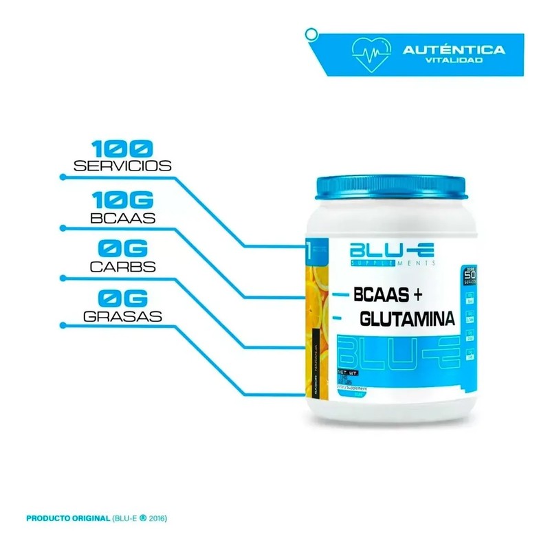 Aminoácidos Bcaas Glutamina Blu-e 1kg Varios Sabores