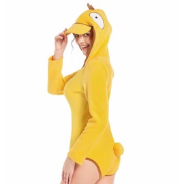 Landofgenie Womens Adult Onesie Pajamas One Piece Hooded Adult Pajama Jumpsuit Winter Sleepwear Cartoon Animal Onesie Yellow