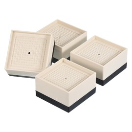 sourcing map Bed Risers 4Pcs, 1.5 Inch Furniture Risers Square Adjustable Couch Riser with Non-Slip Mat for Bed Desk Sofa Table Lift Supports Up to 1300Lbs, Beige