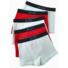Girls Boxer Briefs (5-Pack Cotton, Modal or Nylon Mesh) Super soft. Full-coverage. Sensory-friendly. Feminine Lining. Tagless (US, Age, 6 Years, 7 Years, Cotton (Red, Peppermint))