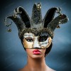 ILOVEMASKS Jester Joker Costume Venetian Half Face Masquerade Party Mask