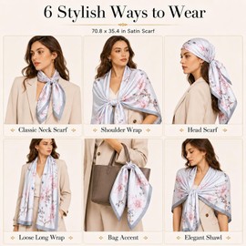 FAIRYGATE Women's Scarf Silk Scarf Stole Classic Scarves Neckerchief Silk Summer Scarves Formal Occasions Scarf Wrap Scarf Lightweight 180 x 90 cm Silk Scarf Gift for Her Women 43026