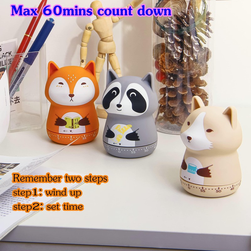 ZANZER Mechanical Kitchen Timer, Cute Animal Timer for Kids, Wind