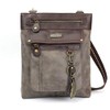 CHALA GEMINI Crossbody PU Leather Messenger Bag Grey - Feather