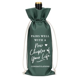 YUANHAO Grey Moving Away Gifts for Friends Coworkers Farewell Leaving Goodbye New Beginnings Gifts for Women Men Pairs Well with New Chapter Wine Bag