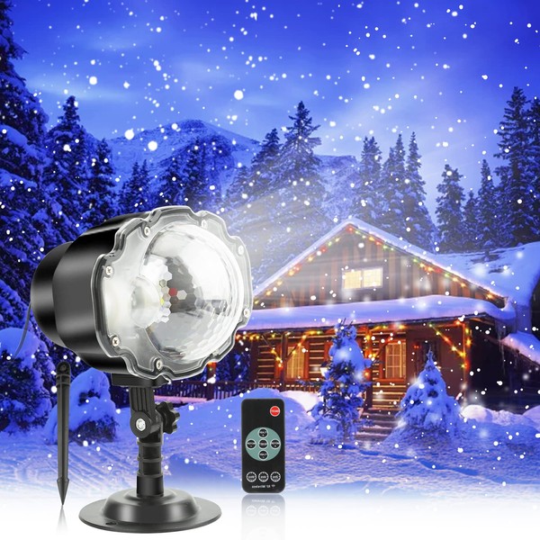 Projector Light, Projection Lamp, LED Illumination, Stage Light, Christmas Decoration Light, LED Floodlight, Stage Light, Effect Light, Spotlight, Romantic, Party, Snowflakes, Atmosphere, PSE Certified, IP65 Waterproof with Remote Control