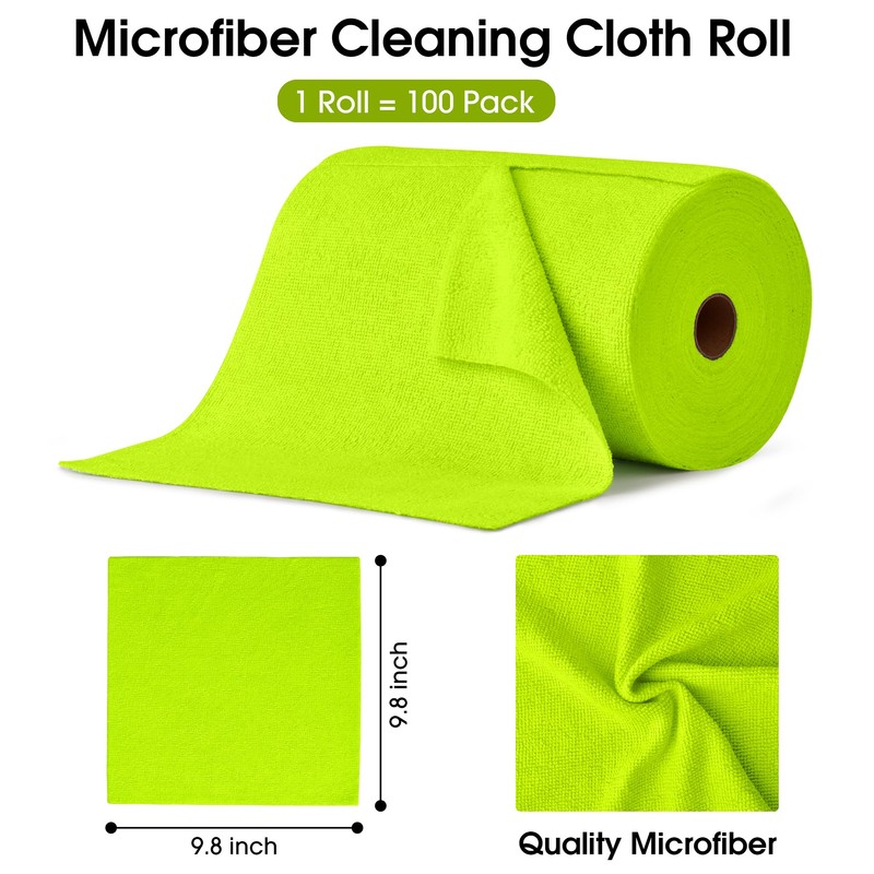 KitchLife Microfiber Cleaning Cloth Roll, 100 Pack - Tear-Away Microfiber